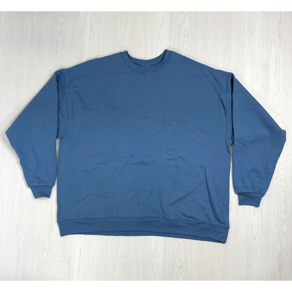 Hanes EcoSmart Sweatshirt Mens 3XL Blue Crewneck Pullover Fleece Big Tall Plain